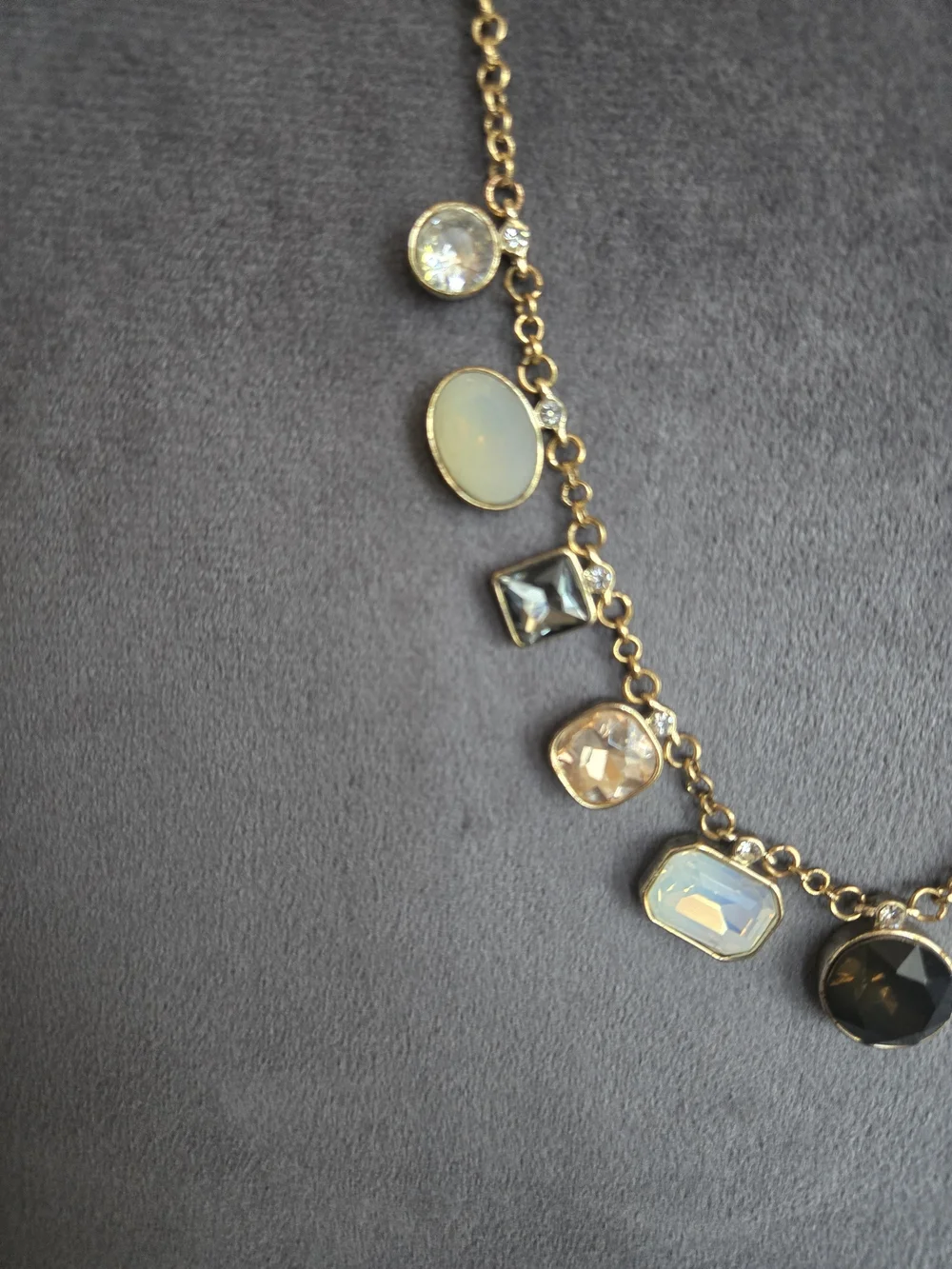 LOFT Gold Tone Multi Pastel Faux Stone Crystal Station Charm Necklace 19